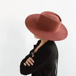Gigi Pip Dakota Triangle Crown Wide Brim Felt Hat in Rusty Red DAKOTA TRIANGLE CROWN - Honest Boutique main image 3